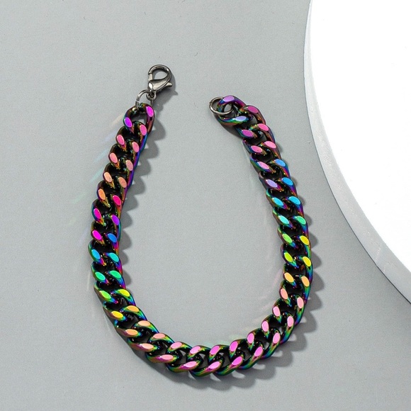 Any 2/$20! Rainbow Clasp Chain Unisex Bracelet - Picture 3 of 8
